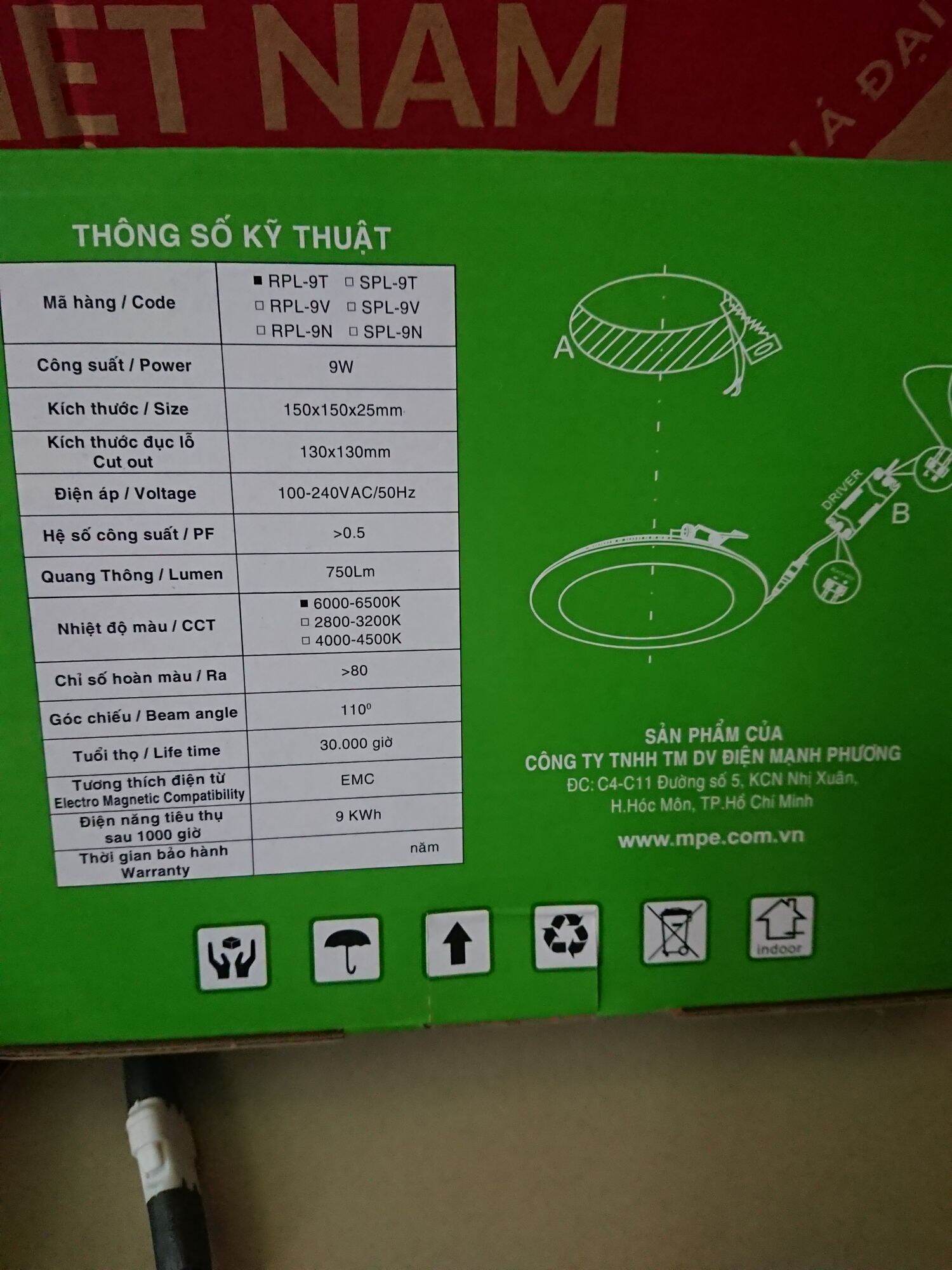 Đèn LED Siêu mỏng , siêu sáng , siêu bền , siêu tiết kiệm điện MPE 9W Downlight