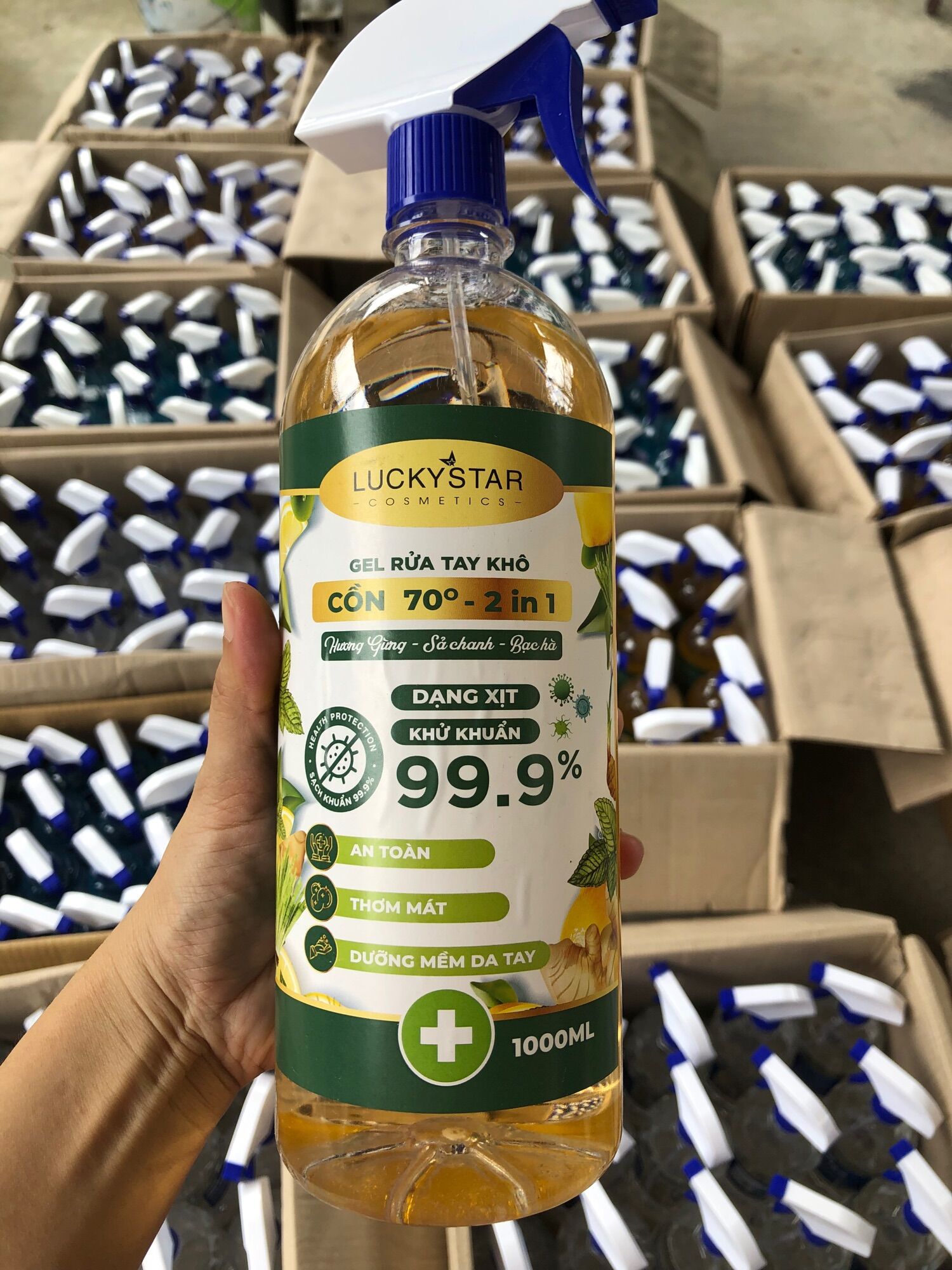 Cồn gừng chanh xả bạc hà chai 1000ml