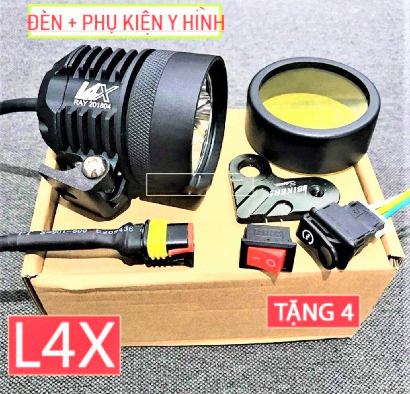 Đèn trợ sáng l4x siêu sáng xe máy và ôtô tặng phụ kiện mẫu mới