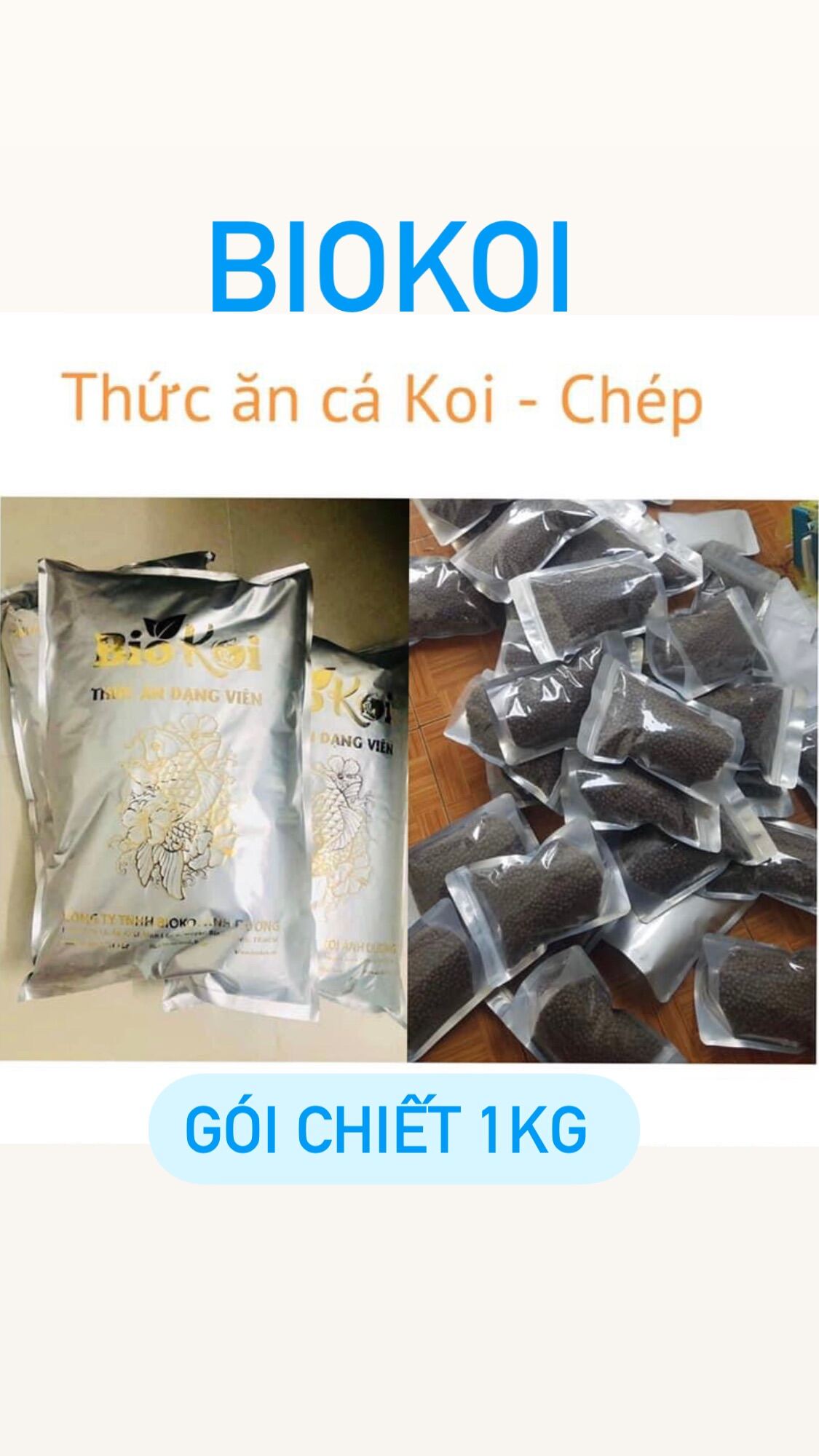 Combo 5kg gói chiết thức ăn Biokoi size M cho cá Koi/chép