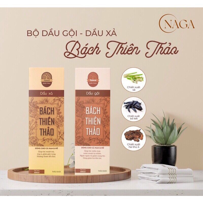 Cặp dầu gội xả thảo dược Bách Thiên Thảo 300 ml