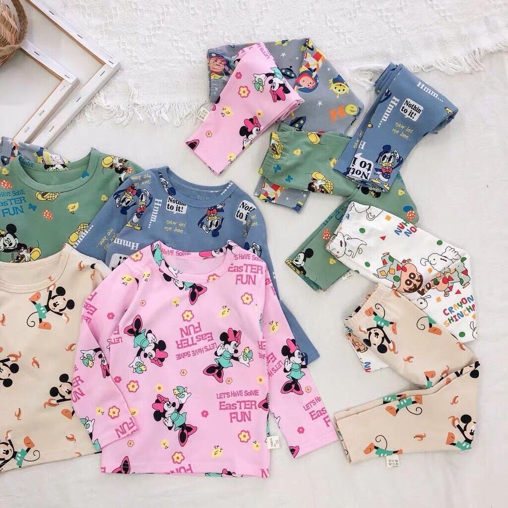 Bộ cotton 4 chiều in hoạt hình cho bé 8-18kg qate499, quần áo trẻ em