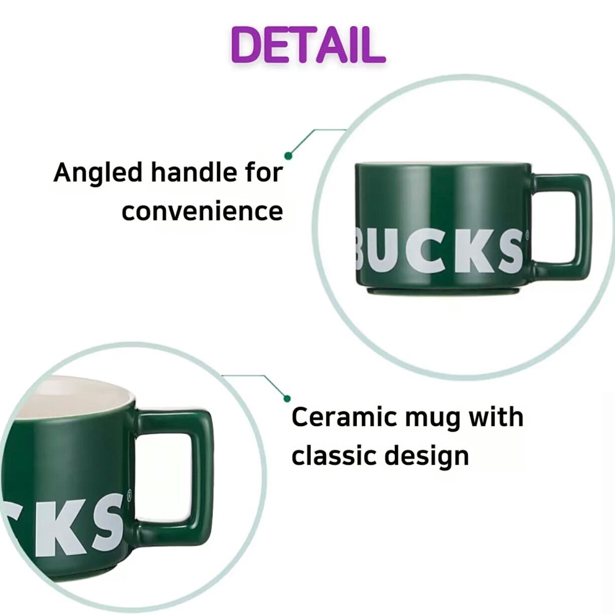 [STARBUCKS KOREA] - CỐC SỨ SB CORE NEW GREEN 2022 WORDMARK SQUARE MUG 8oz