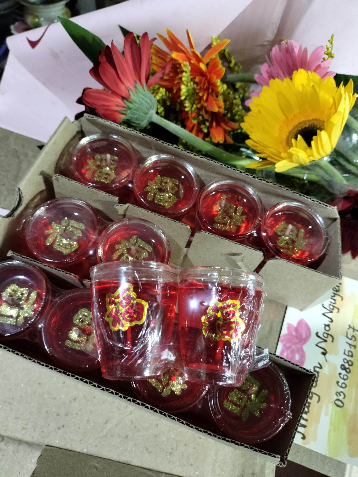 Đèn cầy ly rượu bầu/Hộp 6 cặp đèn ly nhỏ