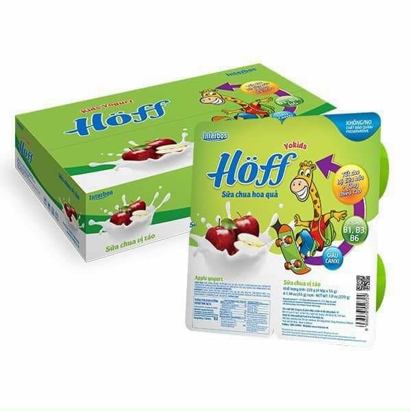 Váng sữa và sữa chua ăn Hoff (lốc 4 hộp x 55g) (date mới)