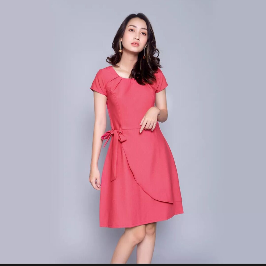 Đầm suông - thời trang Eden - màu hồng - Size S