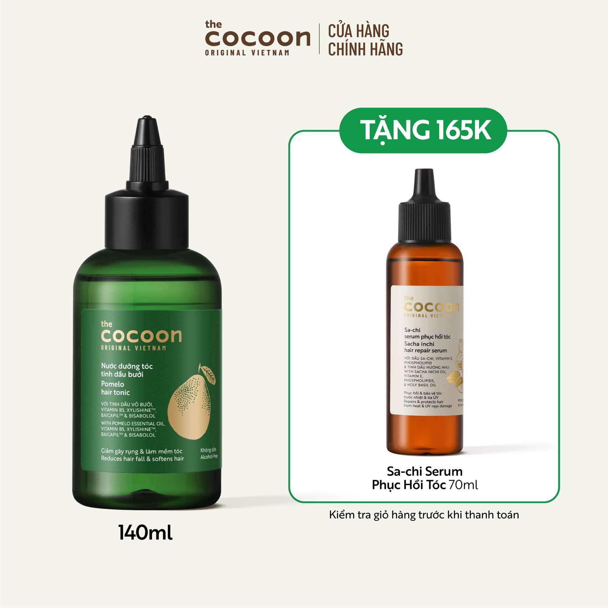 Nước dưỡng tóc tinh dầu bưởi Cocoon 140ml