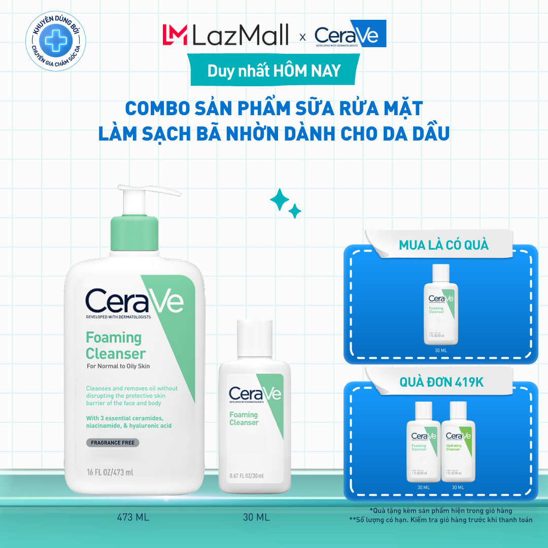 Bộ sản phẩm sữa rửa mặt làm sạch bã nhờn dành cho da dầu Foaming Cleanser