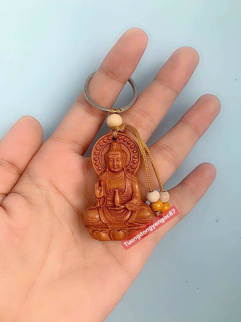 Móc khoá gỗ phật bà quan âm bình an