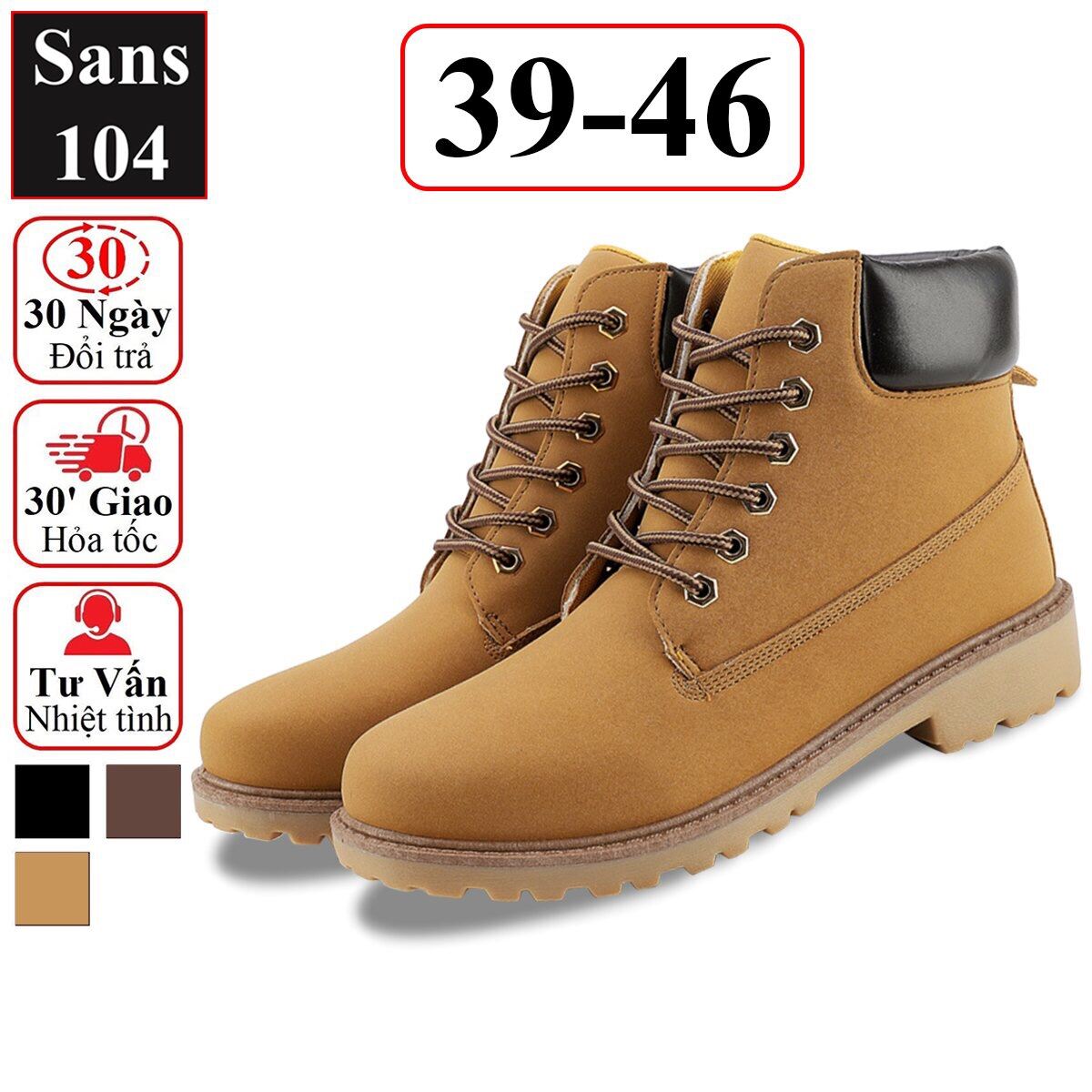 Boot nam martin Sans104 giầy cao cổ boost vàng đen nâu bigsize to 43 44 45 46 độn đế 6cm big size đẹp hàn quốc cao cấp