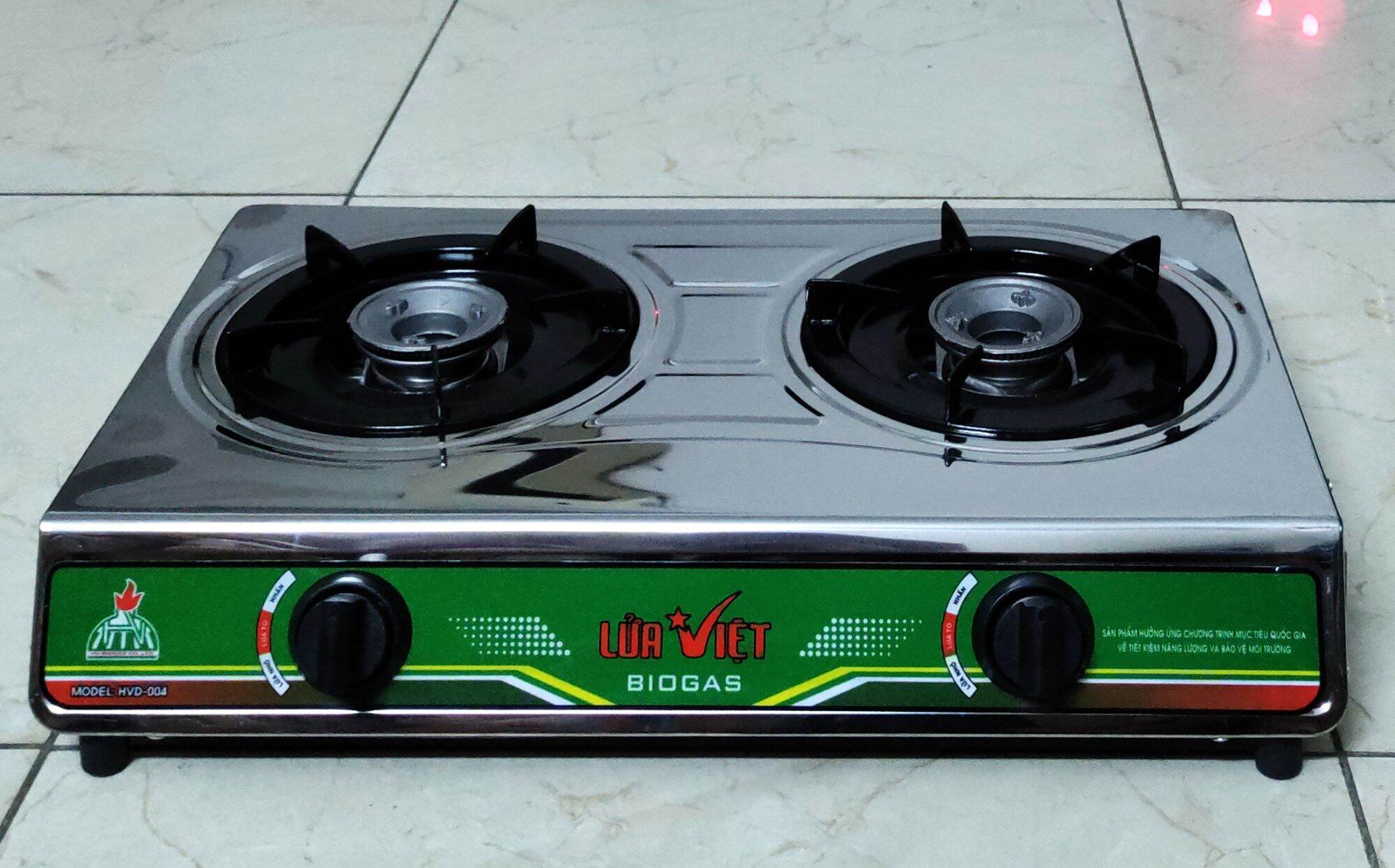 Bếp biogas đôi inox lửa việt