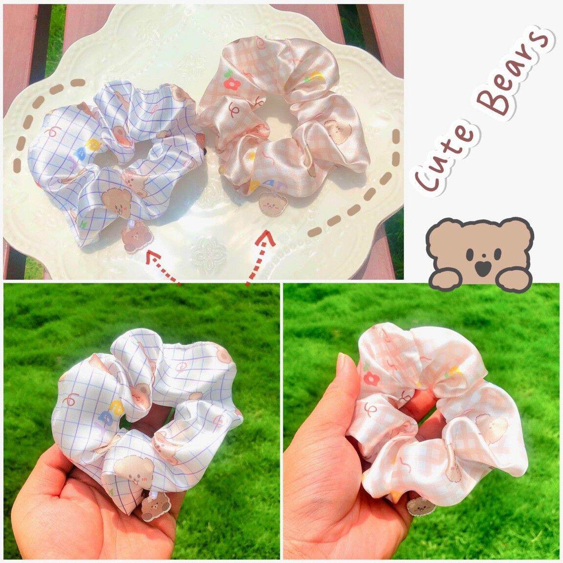 Buộc tóc scrunchies mẫu gấu