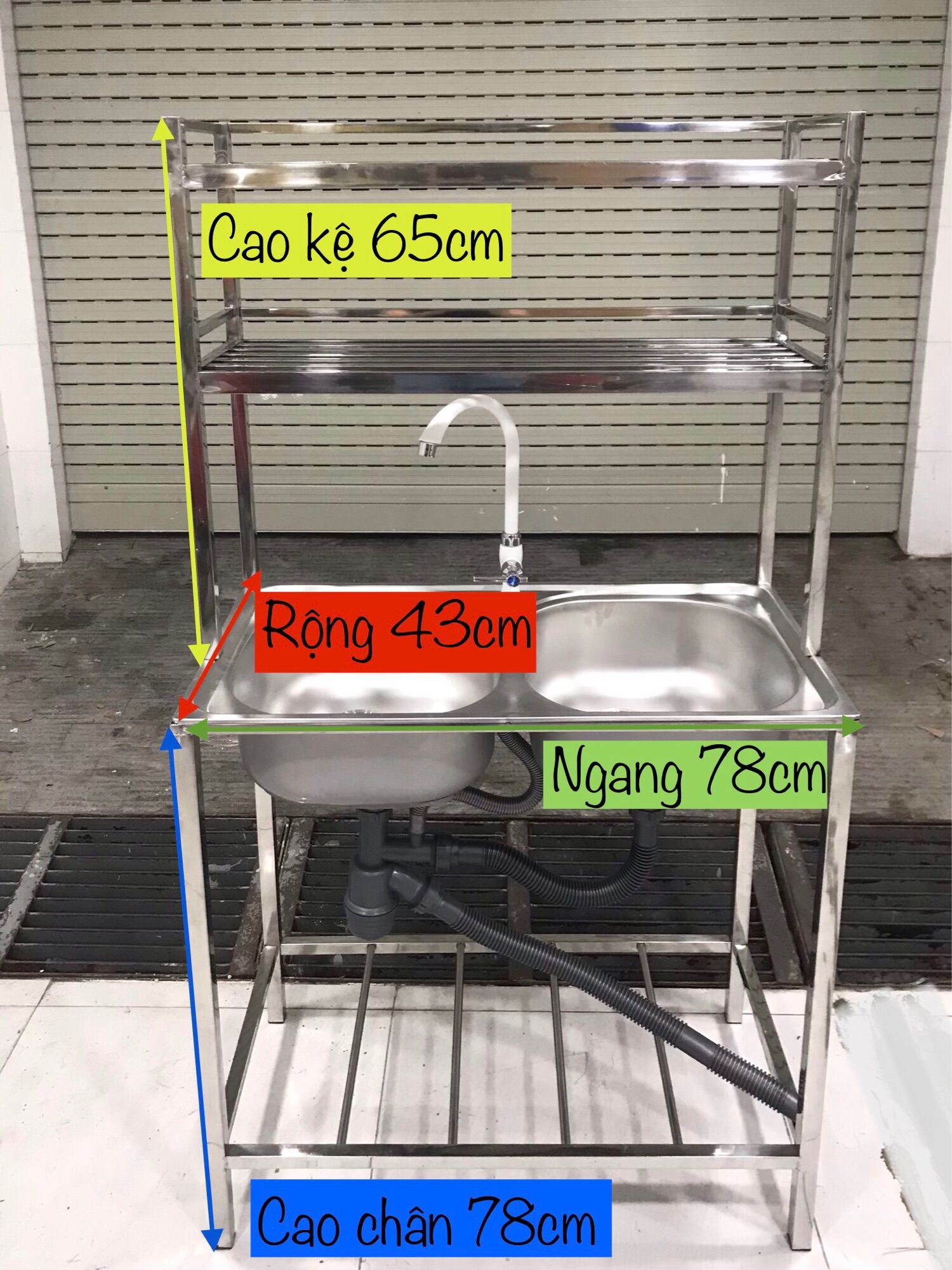 Bồn kệ 2 hộc nguyên bộ 7843
