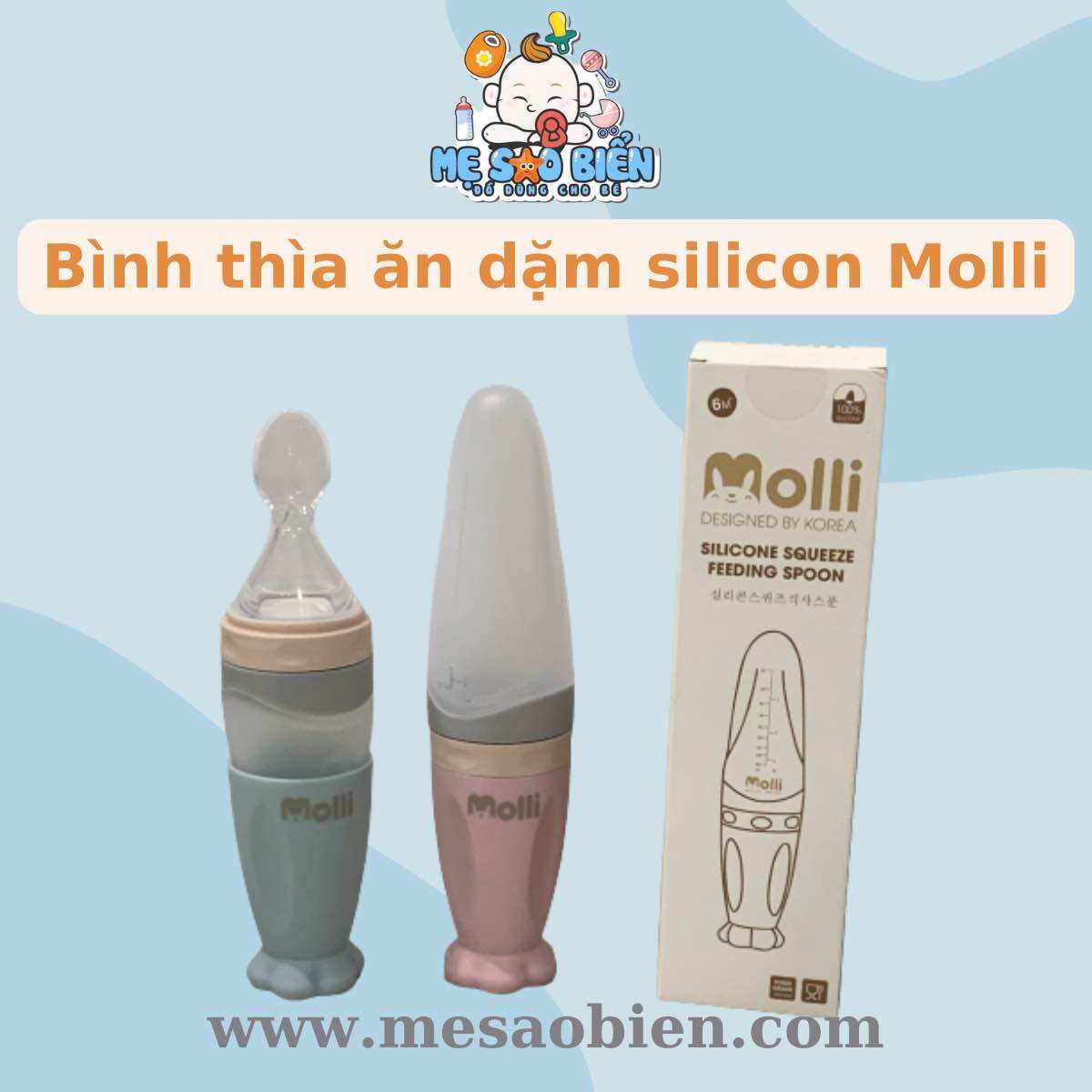 Bình thìa ăn dặm silicon cho bé Molli dung tích 90ml