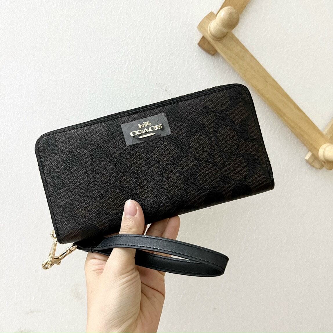 Ví coach long zip around wallet da thật chuẩn xịn