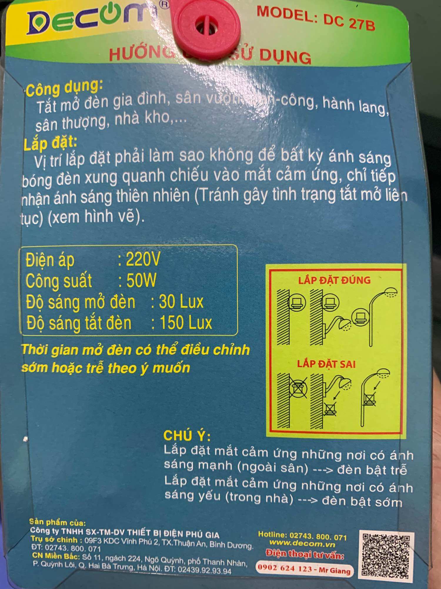 ĐUI ĐÈN CẢM ỨNG ÁNH SÁNG