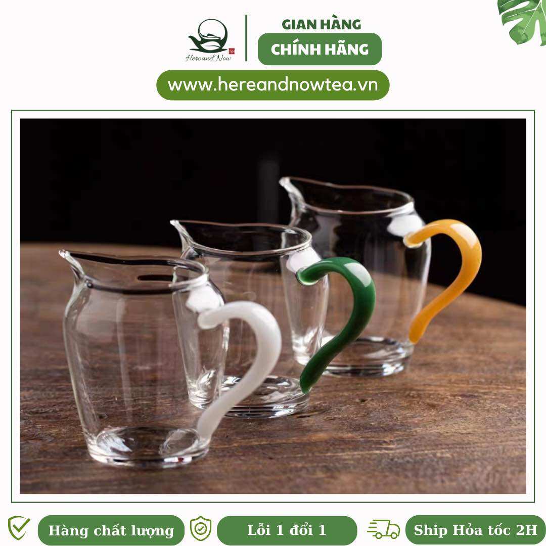 Tống trà thuỷ tinh cao cấp có quai 280ml, bình rót trà thuỷ tinh chịu nhiệt cao dùng được trên bếp