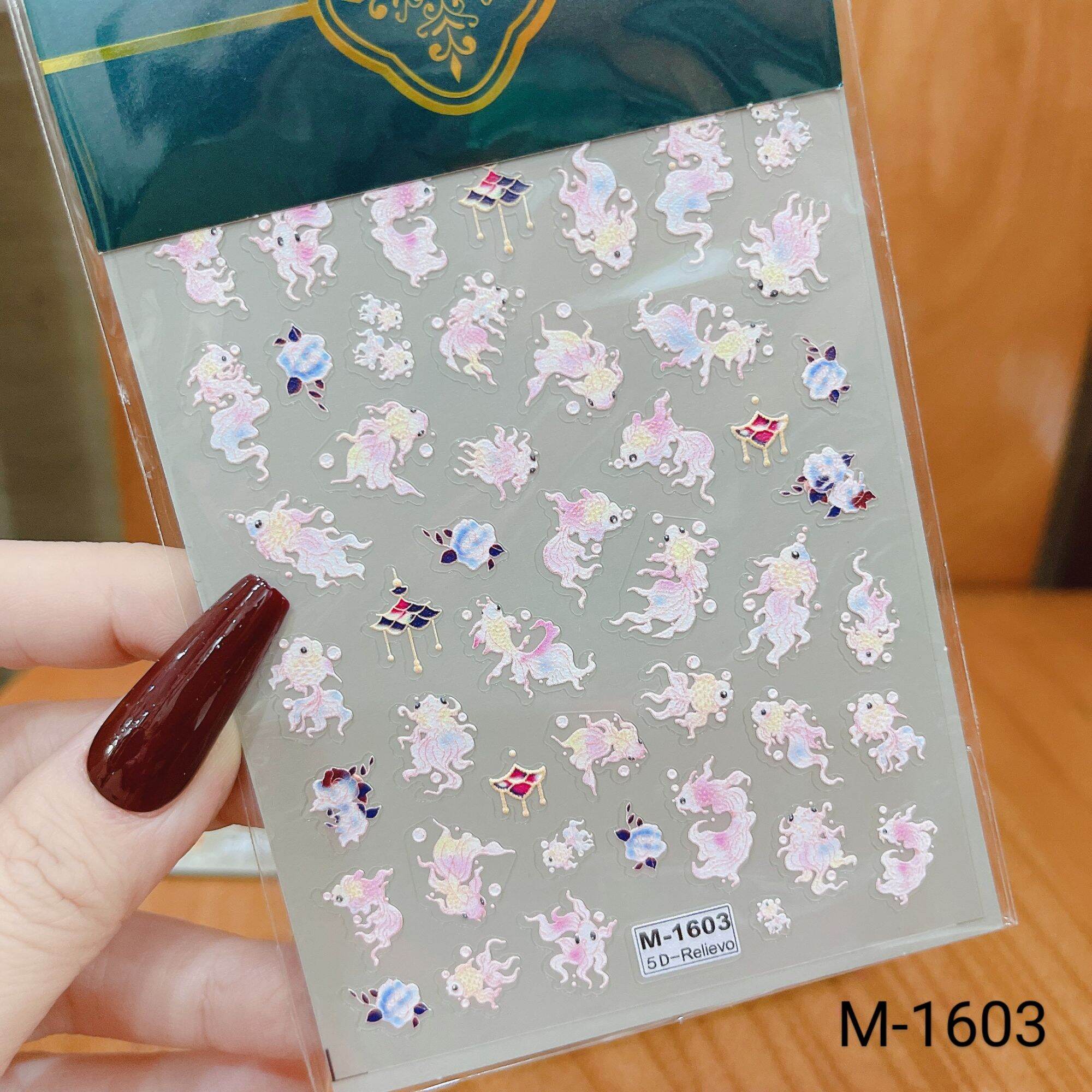 Sticker 5D mẫu tết , ngôi sao , trái tim , lá bài - Sticker 5D dán móng trang trí nail