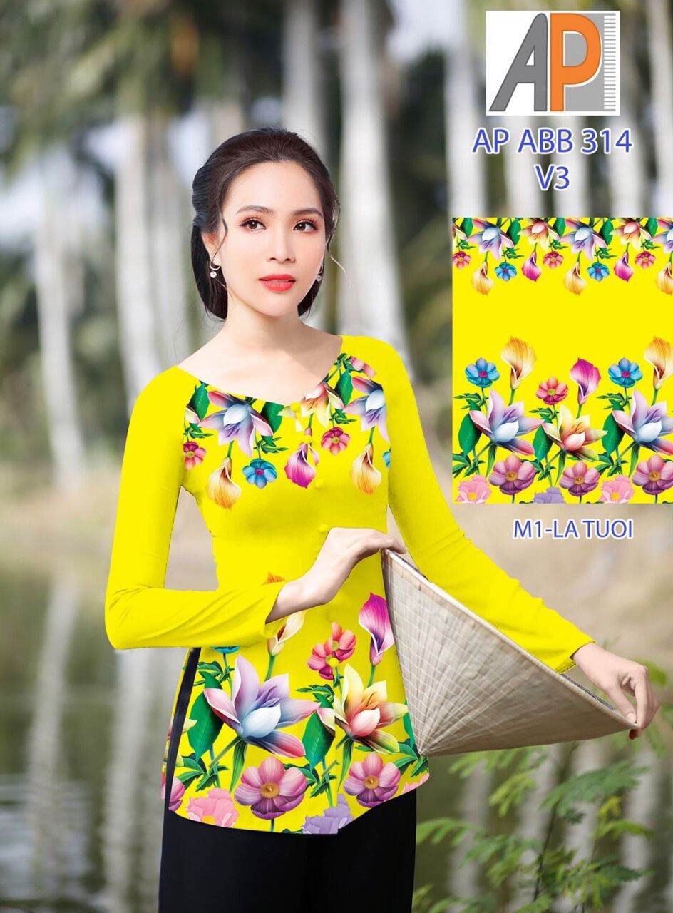 áo bà ba in hoa 4d vải lụa pha thun co giãn nhẹ cổ tim tay dài