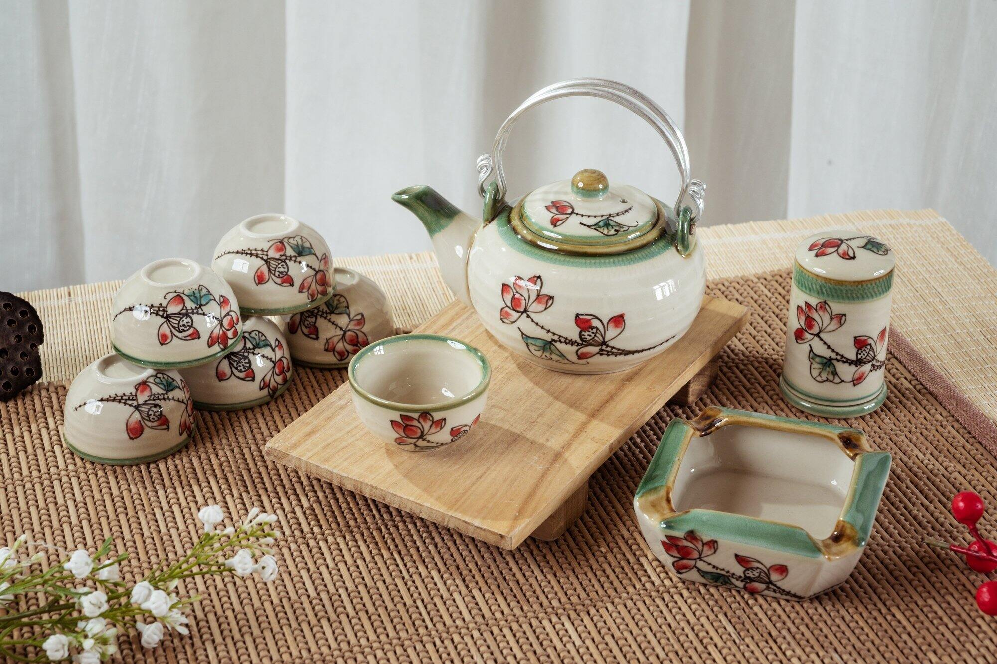 ẤM CHÉN PHA TRÀ BÁT TRÀNG BỘ ẤM TRÀ GỐM SỨ BÁT TRÀNG