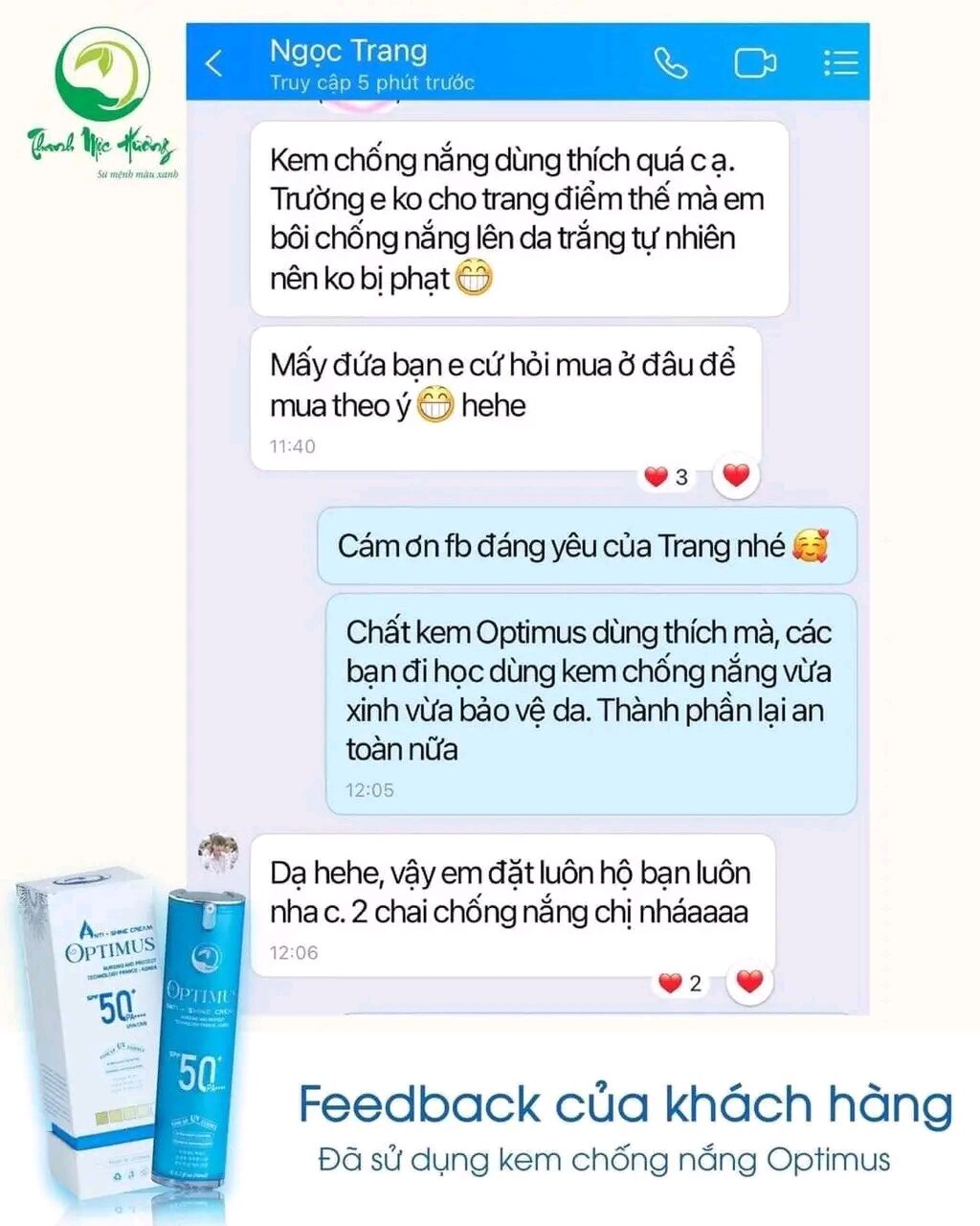 Kem chống nắng Thanh Mộc hương