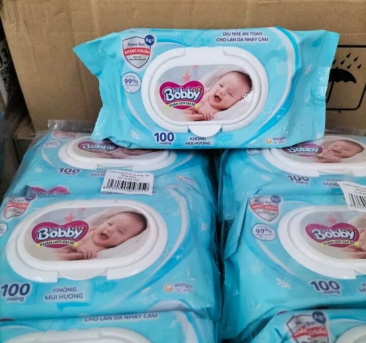 4 GÓI KHĂN ƯỚT BOBBY 100 MIẾNG KHÔNG MÙI