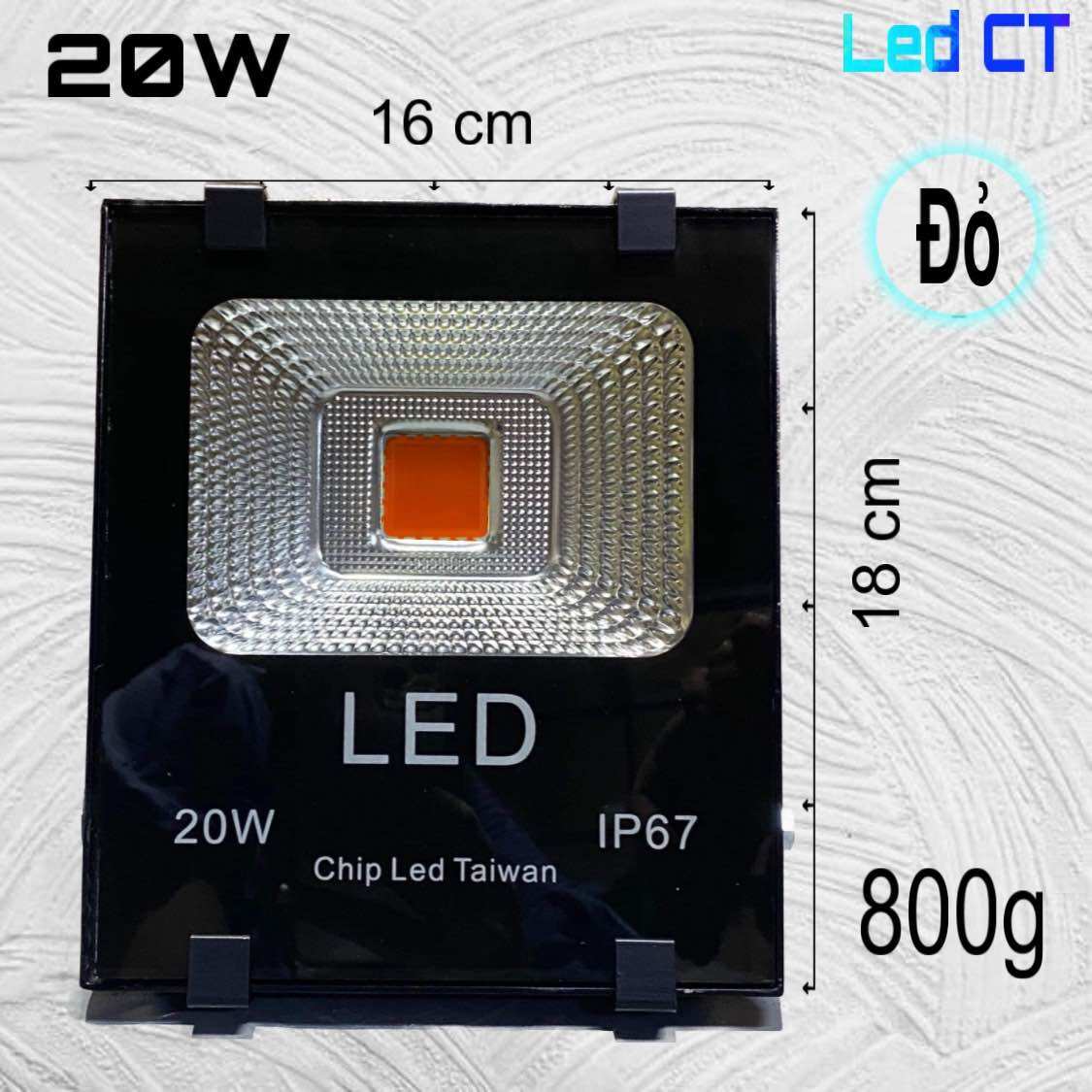 Đèn pha led 20W Thân Nhôm (Trắng, Vàng, Xanh lá, Xanh dương, Đỏ, Đổi màu)