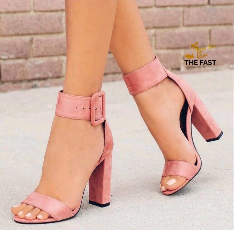 Giày sandal gót vuông cao khoá cài bản to sành điệu NĐ151