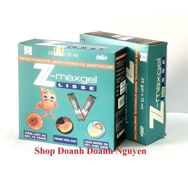 Gel dạ dày Lisse Z-MAXGEL, hộp 25 gói x 15ml, hỗ trợ viêm loét dạ dày