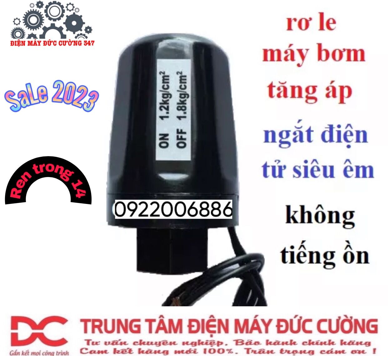Rơ le máy bơm tăng áp điện tử ren 14