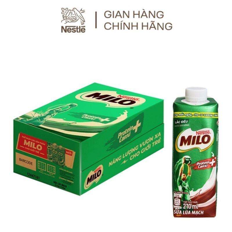 Thùng 24 hộp sữa milo 210ml nắp vặn có đường