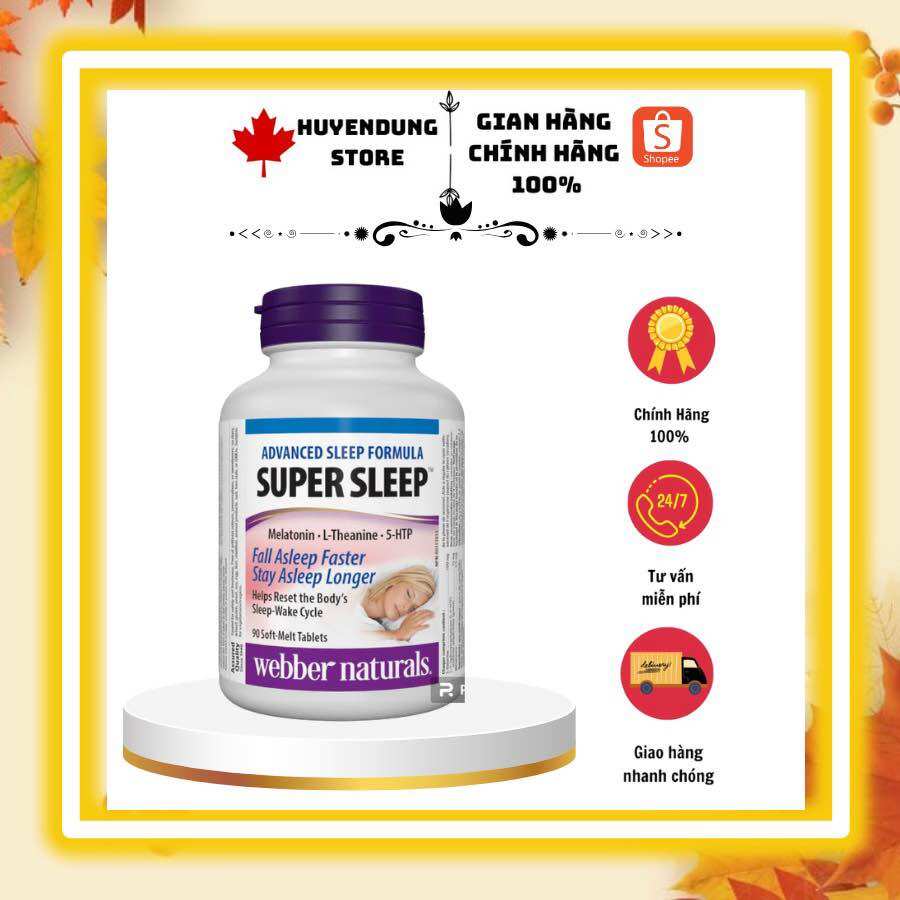 Viên uống hỗ trợ giấc ngủ Super sleep Webber Naturals 90 viên