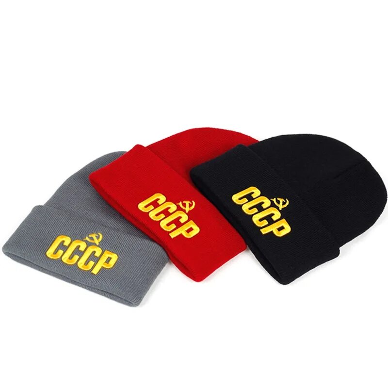 Unisex CCCP Thư Thêu Beanies Mùa Thu Mùa Đông Ấm Beanie Hat Mũ Cho Phụ Nữ Người Đàn Ông