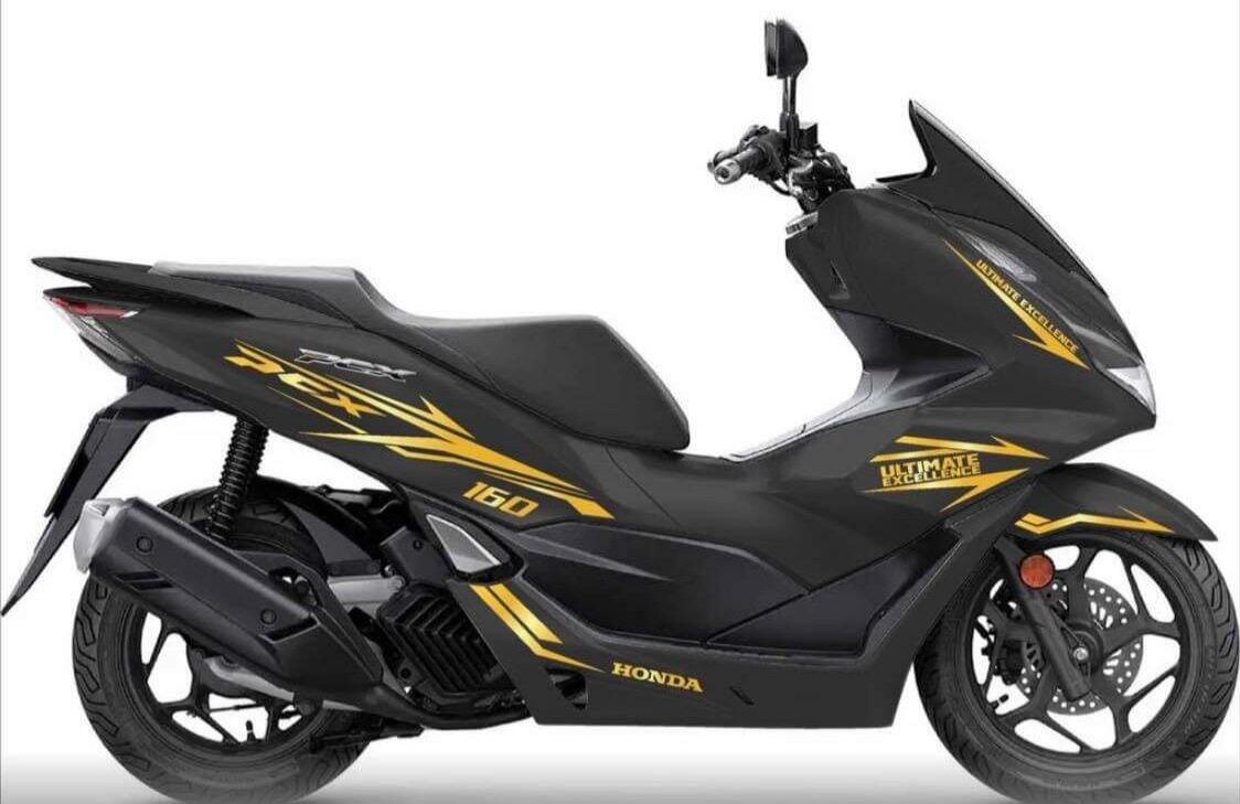 Yem xe Pcx 160 . Tem rời cao cấp vàng đồng dán xe đen