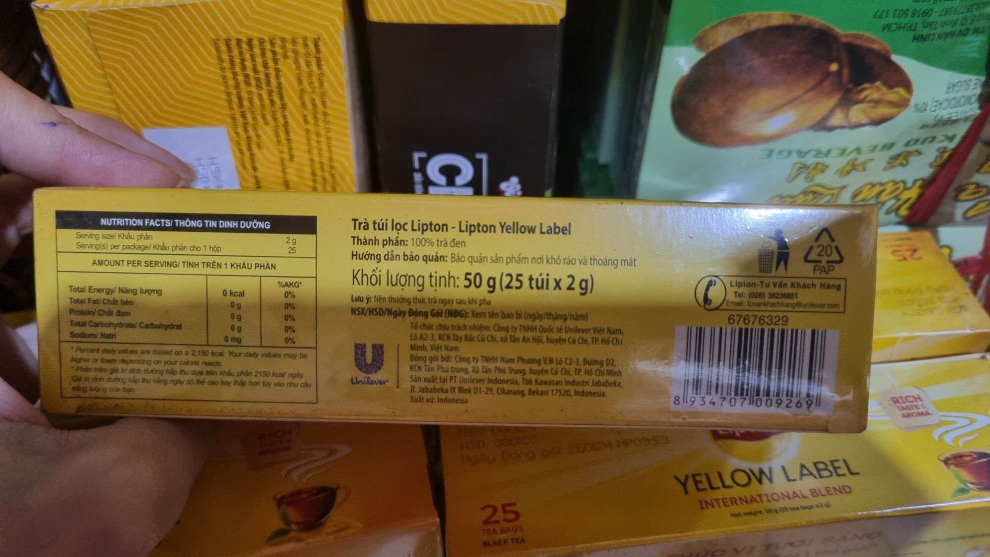 Trà Lipton nhãn vàng túi lọc 25 gói x 2g