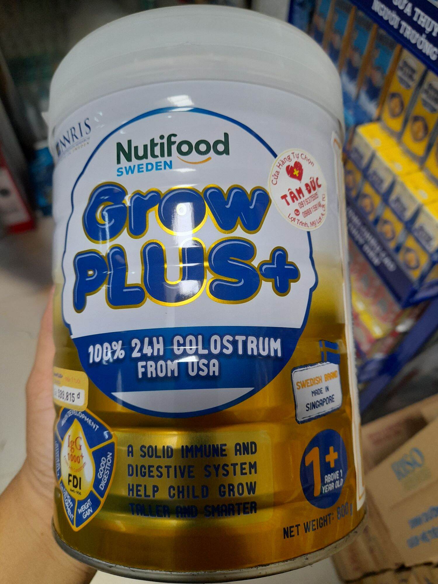 Sữa bột Nutifood Grow Plus vàng 800G bổ sung sữa non