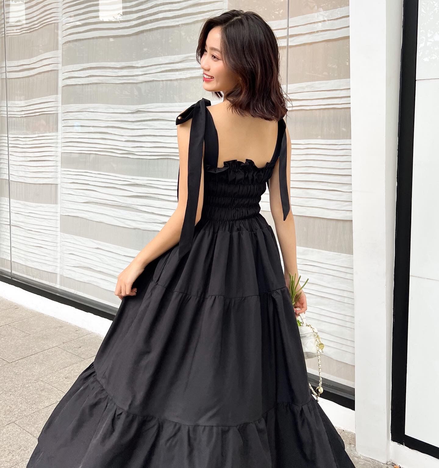 [Nhập mã LAZFASHION34-giảm 15% tối đa 99k/600k]SAP-Đầm phồng cột dây nơ dài