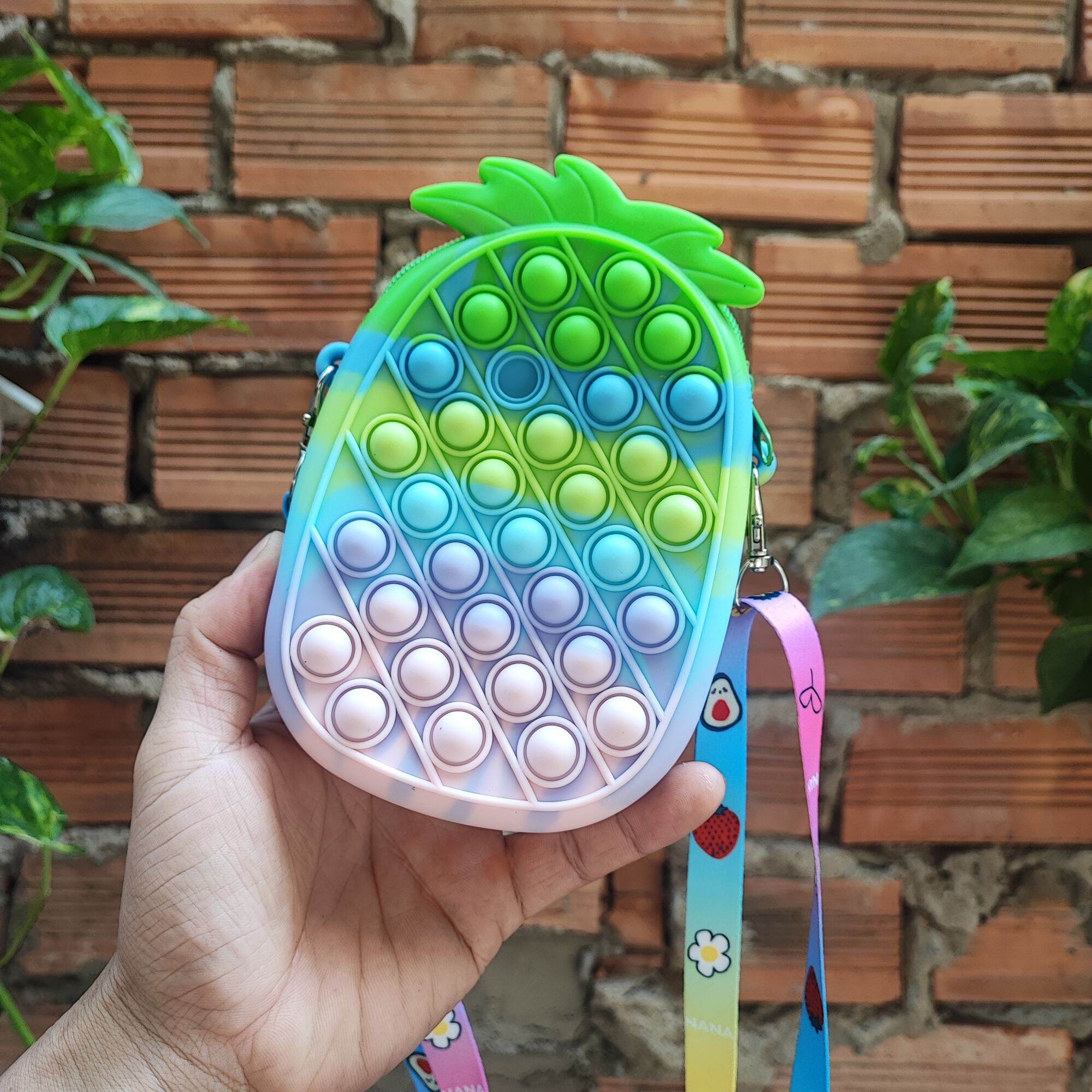 Túi đeo chéo popit hình trái thơm cute cho bé - Túi đeo trẻ em Pop It - Dumi Shop