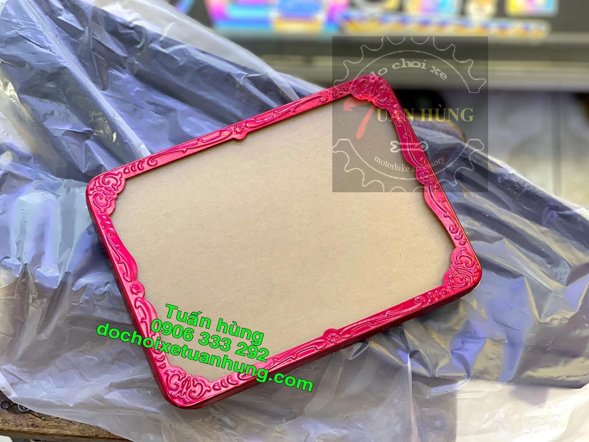 Khung Biển Số [Tặng Mica, Ốc vít, Đế sau] Màu Đỏ Hồng Cho Xe Máy [SALE]