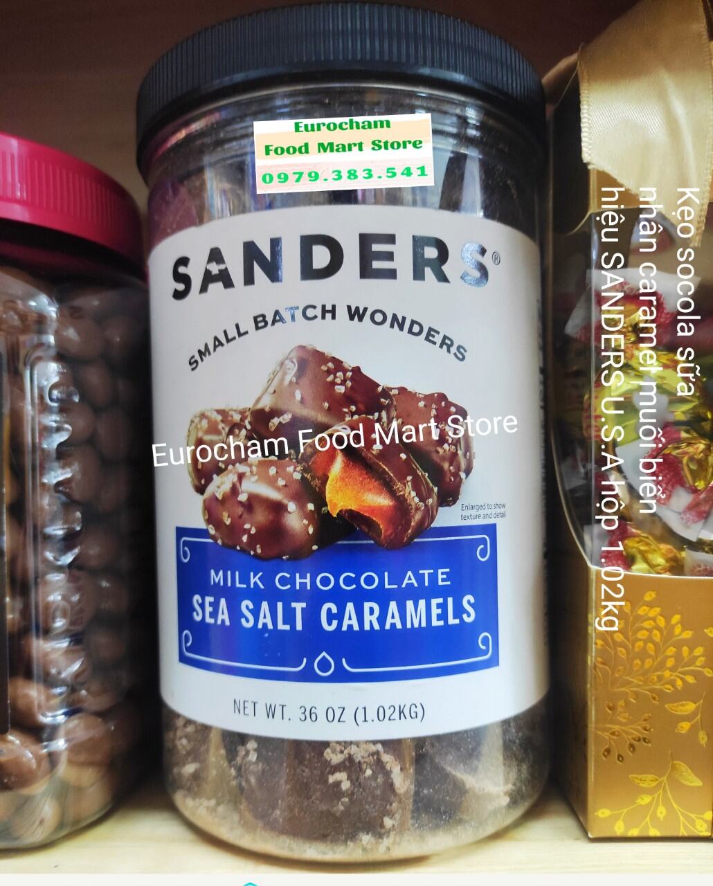 Kẹo Socola Sữa Nhân Caramel Muối Biển hiệu Sanders hộp 1.02kg