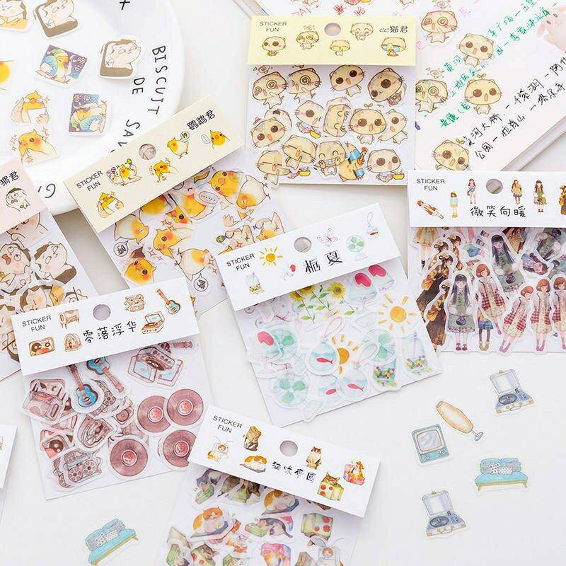 Random Set 32 sticker washi dán trang trí sổ nhật ký