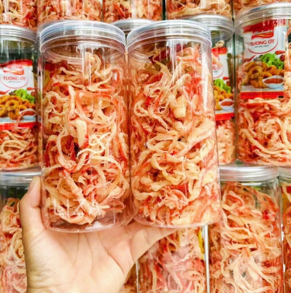 Combo 2 hũ - Mực xé sợi hấp nước dừa và mực ép tẩm gia vị - Mỗi hũ 200g