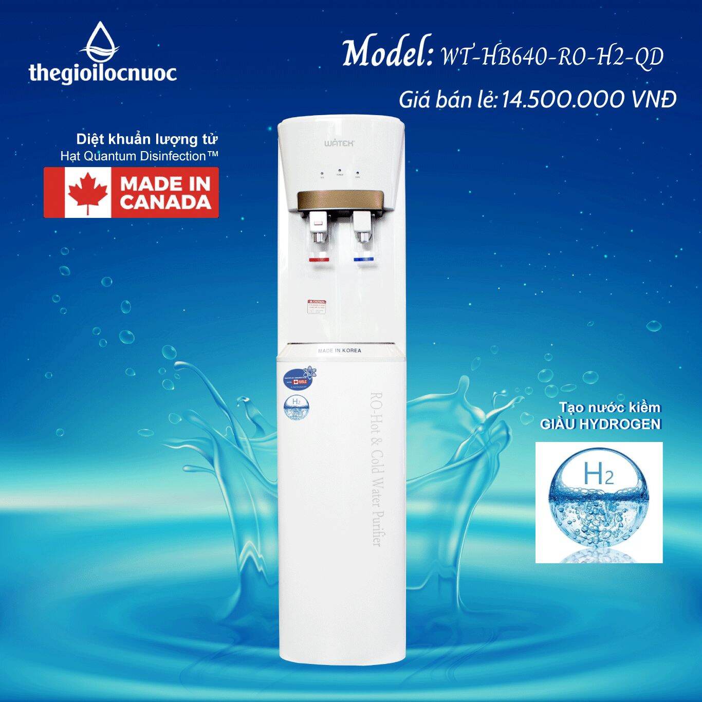 Máy lọc nước nóng lạnh tích hợp lượng tử Watek _nhập khẩu từ Hàn Quốc