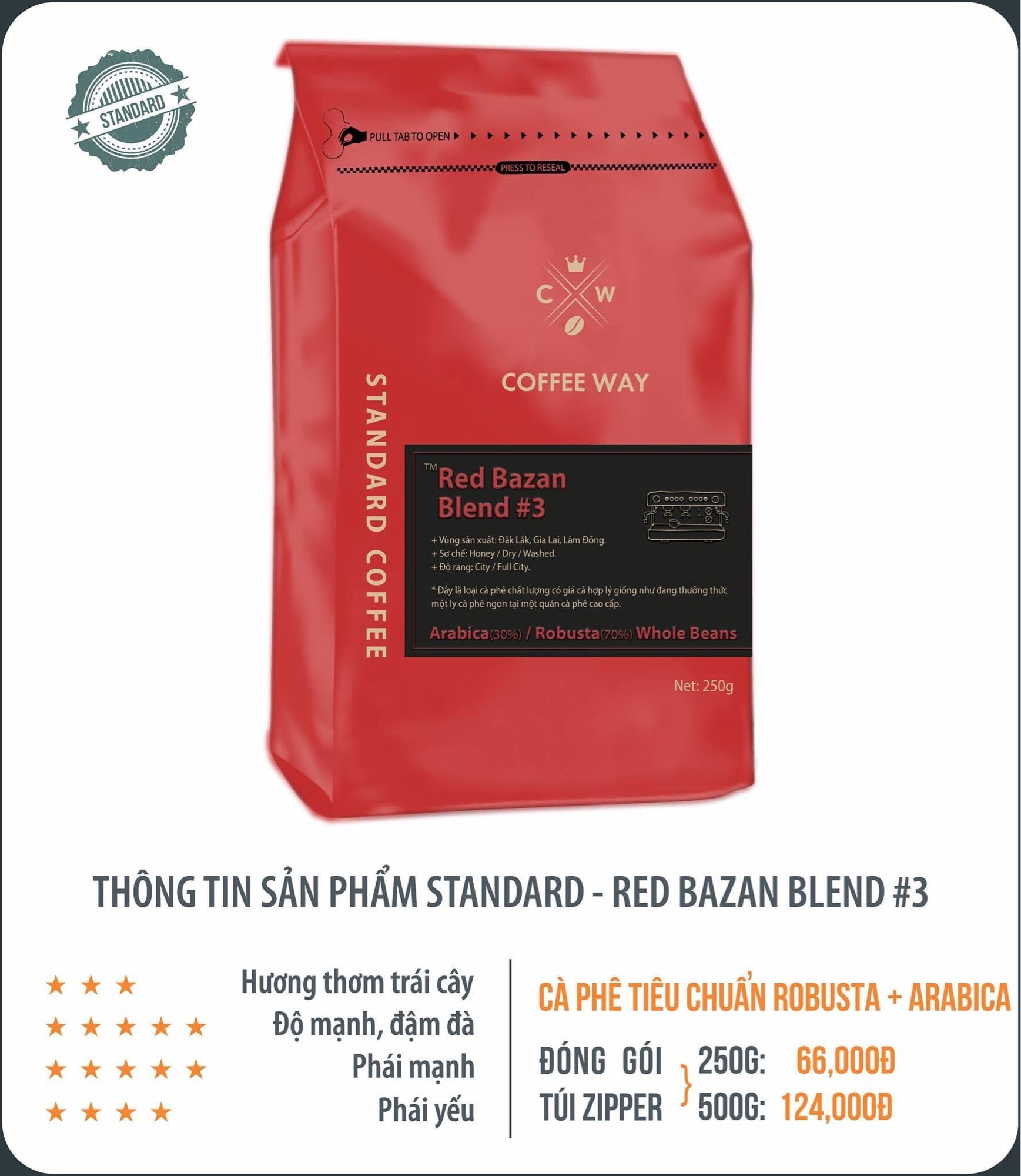 Cà phê rang xay Cà phê tiêu chuẩn Red Bazan Blend 3