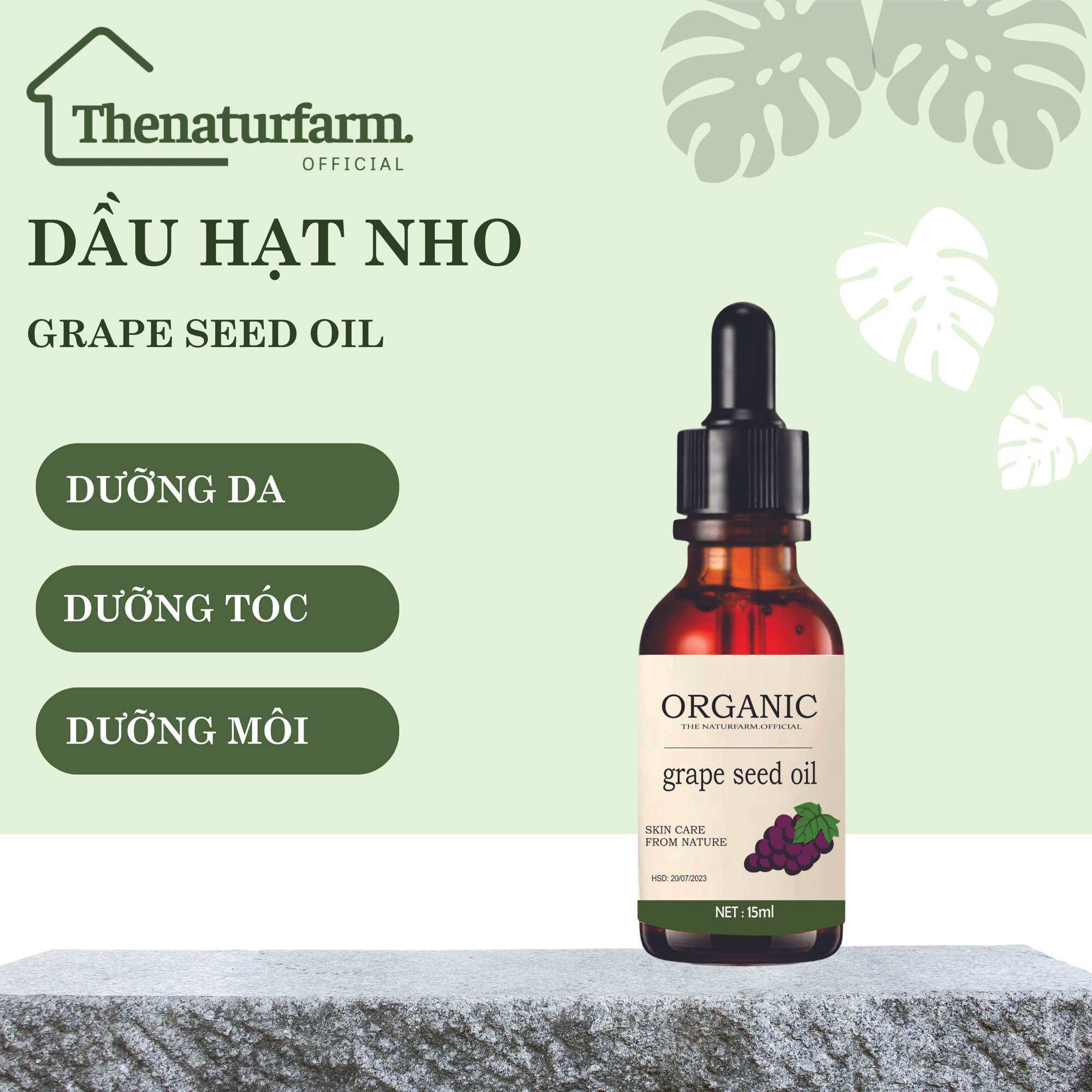 [HCM]15ML Dầu hạt nho nguyên chất ( Grape Seed Oil ) dưỡng da nguyên chất Organic