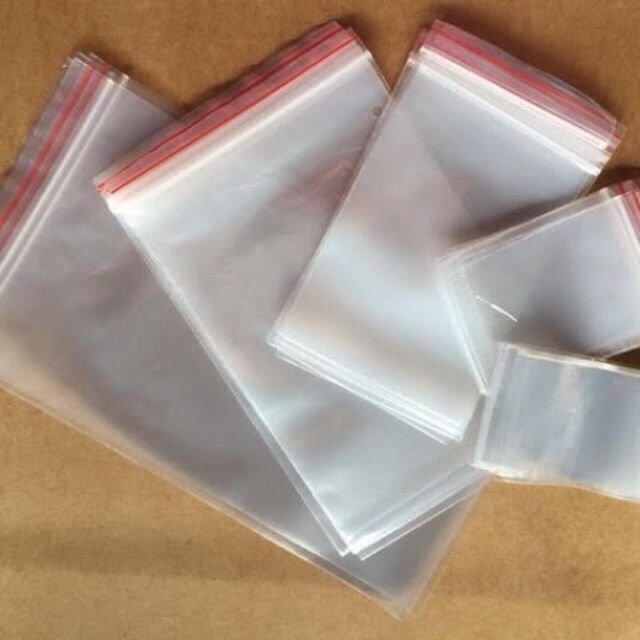 100 cái túi zip chỉ đỏ loại nhỏ .