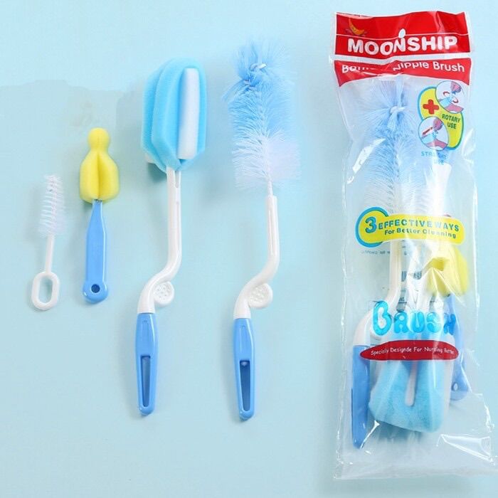 Bộ cọ rửa bình sửa 4 chi tiết, cọ rửa bình moonship cho bé