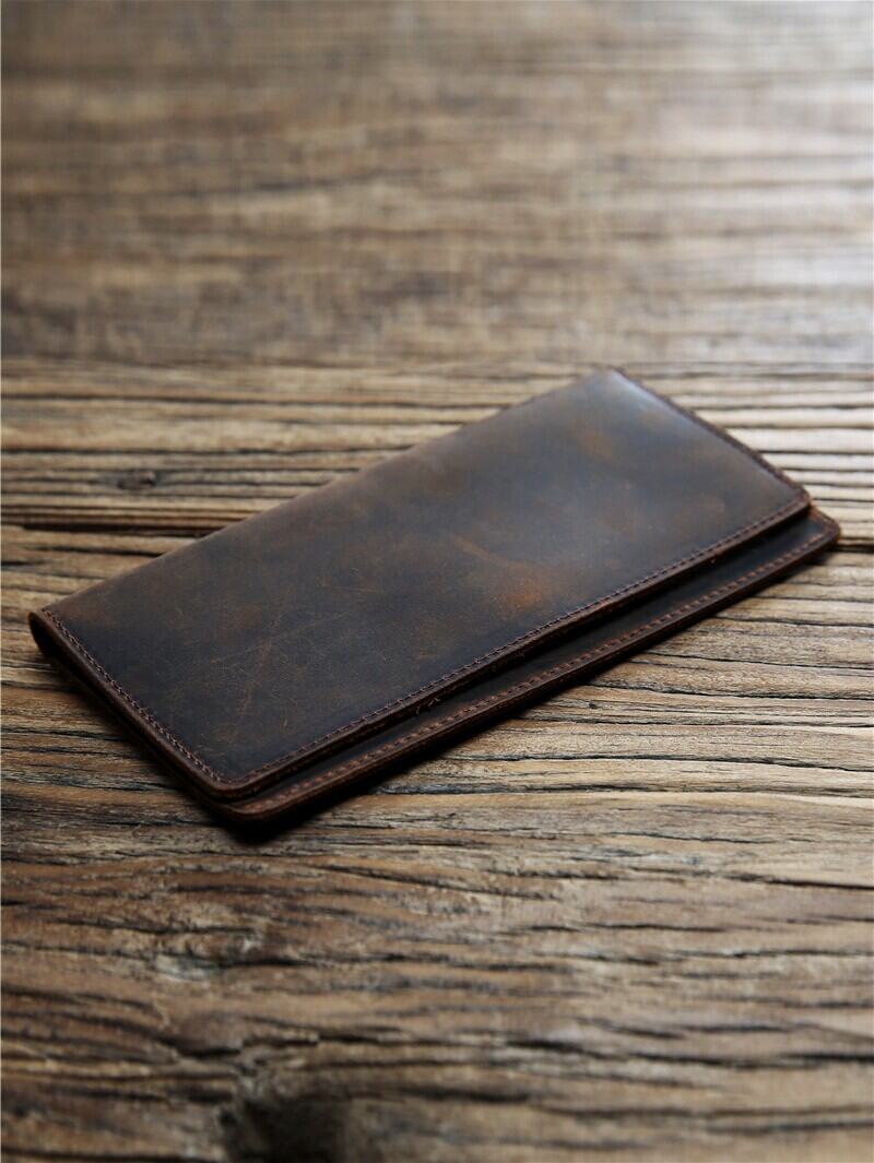 Túi Xách Da Thật Dài Siêu Mỏng Cho Nam Thanh Lịch, Khóa Kéo, Túi Đựng Đồ Cho Thanh Thiếu Niên, Chất Liệu Cotton, Trung Tính