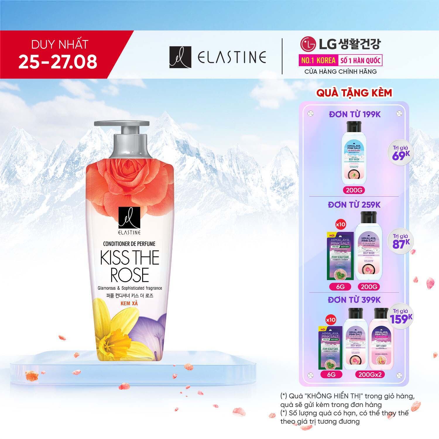 Dầu xả Elastine De Perfume hương nước hoa Kiss the rose 600ml