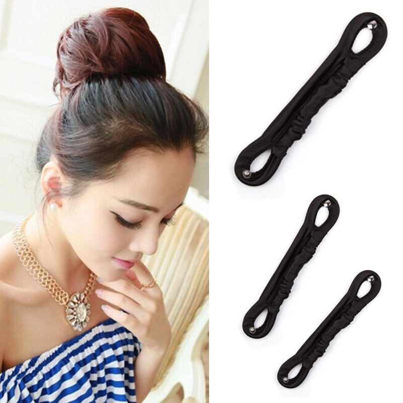 Dụng cụ làm tóc búi tóc búi tròn hàn quốc, dụng cụ làm tóc bện tóc màu đen, dụng cụ làm tóc cho người lười
